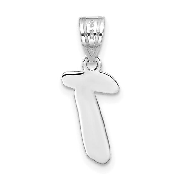 Kazi Luxury 14k White Gold Polished Script Letter T Initial Pendant - Picture 3 of 4